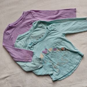 Lot Of 3 Long Sleeve Tees | Daddy's Hoot Dino Purple Star | 2T